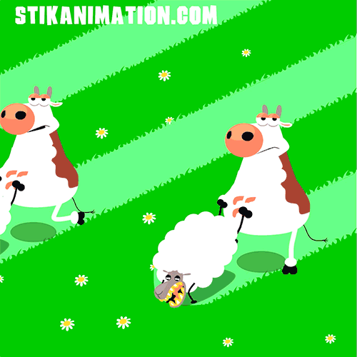 Cows mowing the lawn